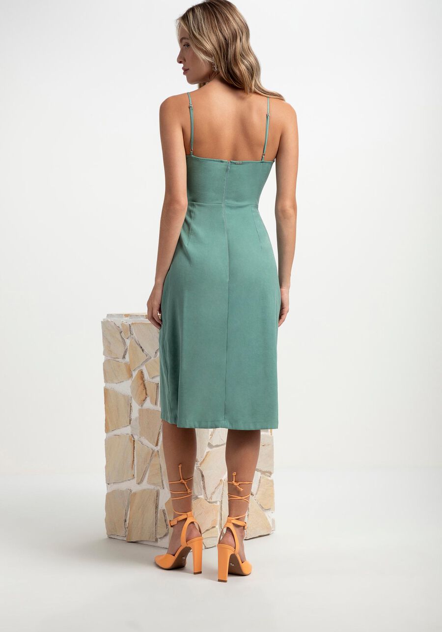 MIDI DRESS WITH CUTOUT AND CROSSOVER NECKLINE